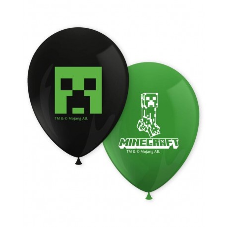 Globos Minecraft cumpleanos 8 uds