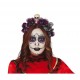 Diadema flores grises con calavera catrina halloween