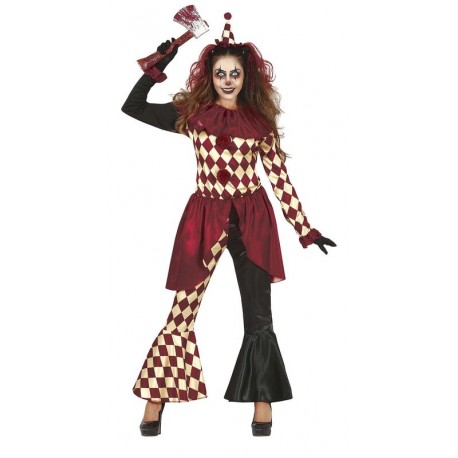 Disfraz payasa halloween rombos arlequin talla S 36 38