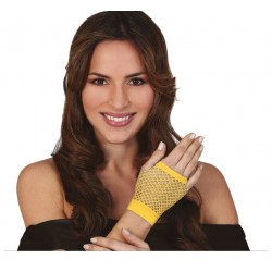 Guantes malla amarillo rejilla cortos 11 cm