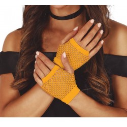 Guantes malla naranja rejilla cortos 11 cm