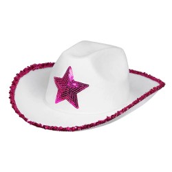 Sombrero vaquero blanco y rosa con estrella Barbie