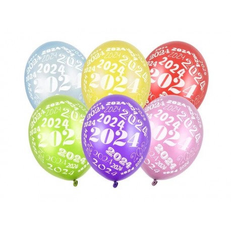 Globos Fin de ano colores 2024 6 uds de 30 cm