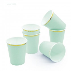 Vasos Verde menta con oro 6 uds