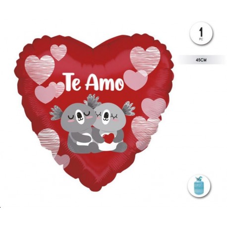 Globo corazon foil koalas 43 cm