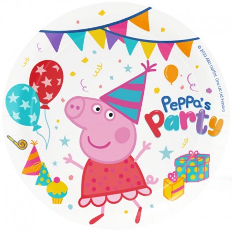 Platos Peppa Pig cumpleanos 8 uds de 23 cm