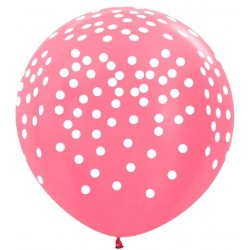 Globo rosa confeti pintado blanco 90 cm 10 uds