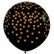 Globo negro confeti pintado oro 90 cm 10 uds