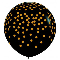 Globo negro confeti pintado oro 90 cm 10 uds