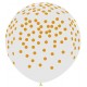 Globo transparente confeti pintado oro 90 cm 10 uds