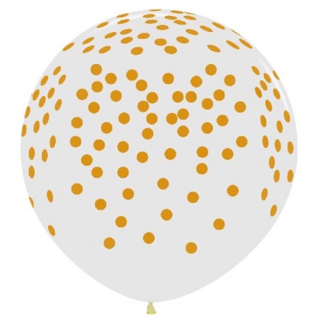 Globo transparente confeti pintado oro 90 cm 10 uds