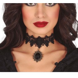 Gargantilla negra con piedra negra collar halloween