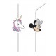 Pajitas Minnie unicornio 6 uds 24 cm