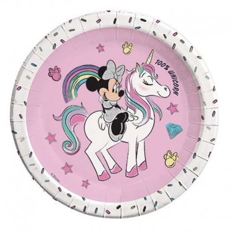 Pajitas Minnie unicornio 6 uds 24 cm