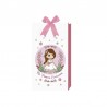 Bolsa regalo niña de comunion blanca y rosa 16x30 cm