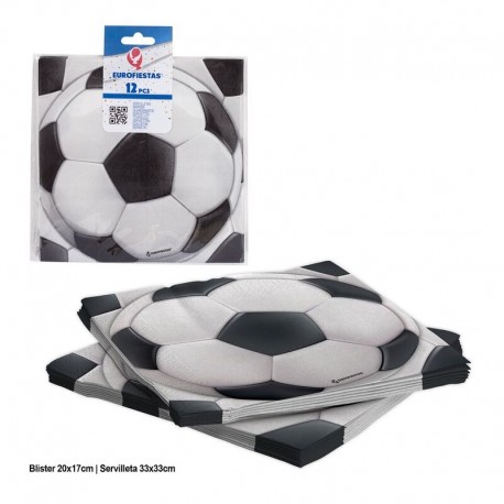 Servilletas balones de futbol 12 uds 33 cm