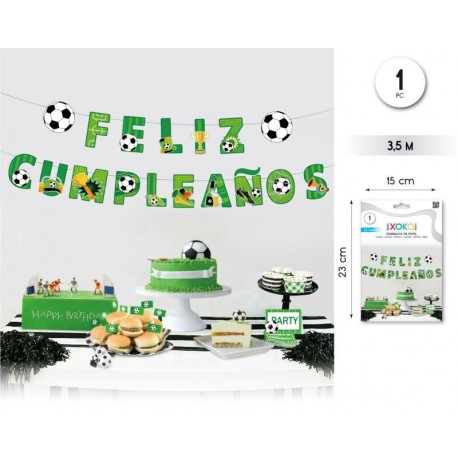 Guirnalda feliz cumpleanos futbol 35 metros