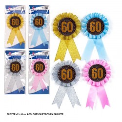 Broche 60 cumpleanos UNIDAD colores surtidos