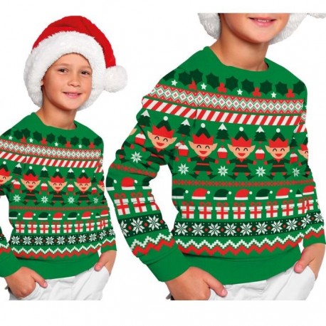 Jersey Navidad verde Elfo infantil tallas