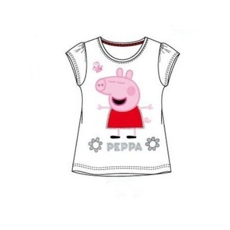 Camiseta peppa manga corta blanca talla 6 anos