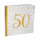 Libro de firmas 50 cumpleanos blanco y oro 24 cm 20 hojas