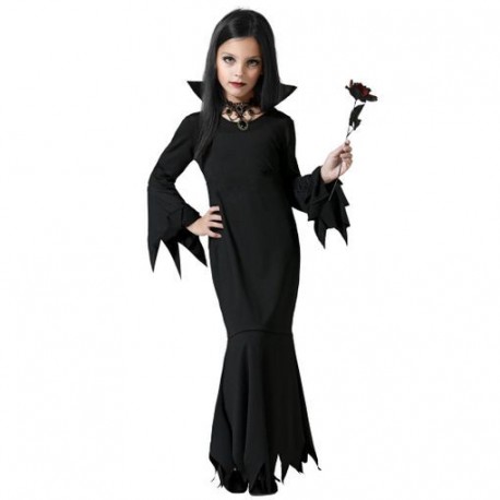 Disfraz bruja negra morticia infantil tallas