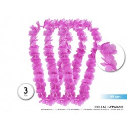 Collares hawaianos flores Lilas 3 uds de 99 cm