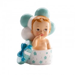 Figura tarta bautizo bebe ni¤o caja y globos 10,5 cm