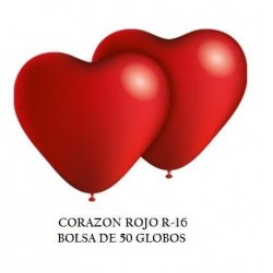 Globo corazon rojo r16 latex solido