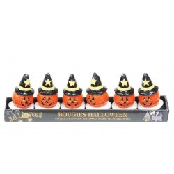 Velas calabaza 6 und con gorro bruja