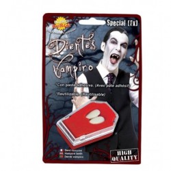 Colmillos vampiro con pegamento dracula 2186