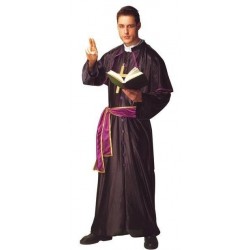 Disfraz cura monseñor negro morado iglesia catolic