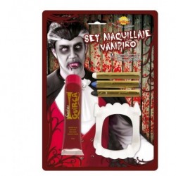 Kit maquillaje vampiro sangre dientes barras 15591