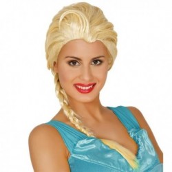 Peluca princesa de hielo elsa rubia con trenza