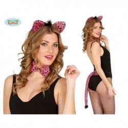 Conjunto leopardo rosa 3 piezas diadema cola pajar