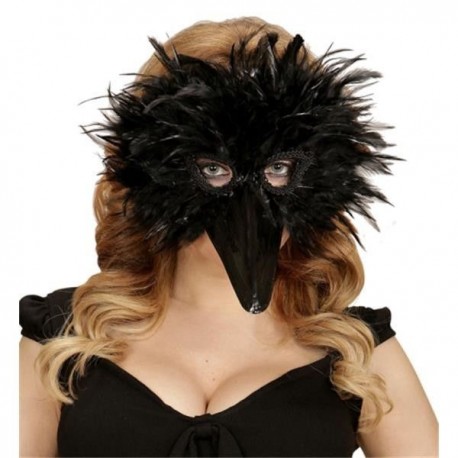 Antifaz de plumas pajaro negro venecia