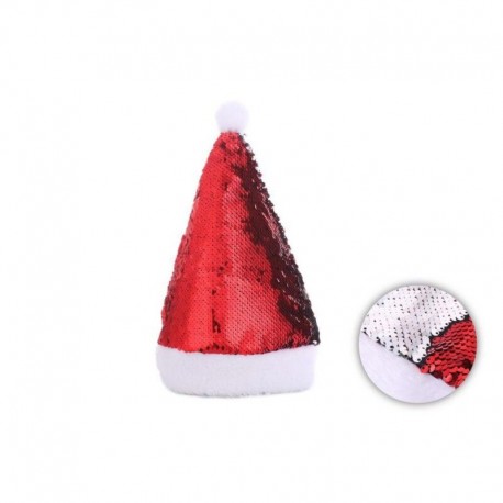 Gorro papa noel lentejuelas plata rojo reversible