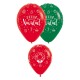 Globos Feliz navidad rojos y verdes 12 uds 30 cm